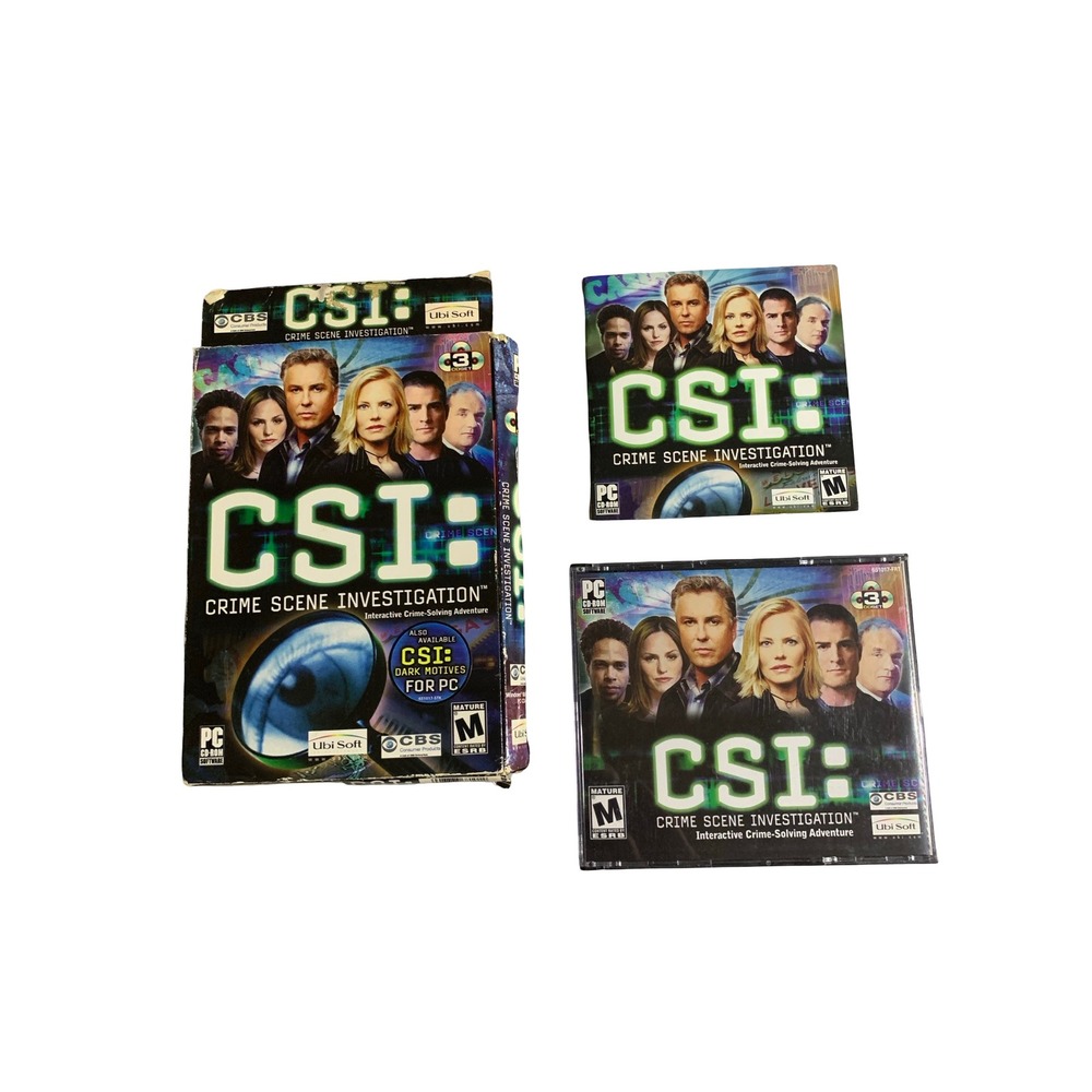 CSI Crime Scene Investigation PC CD-ROM 2003 Ubisoft 3 Disc Set Big Box Game